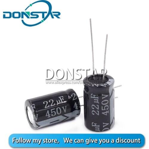 10PCS 22UF 450V Electrolytic Capacitor 450V 22UF 13*21MM 105° Aluminium Electrolytic Capacitor