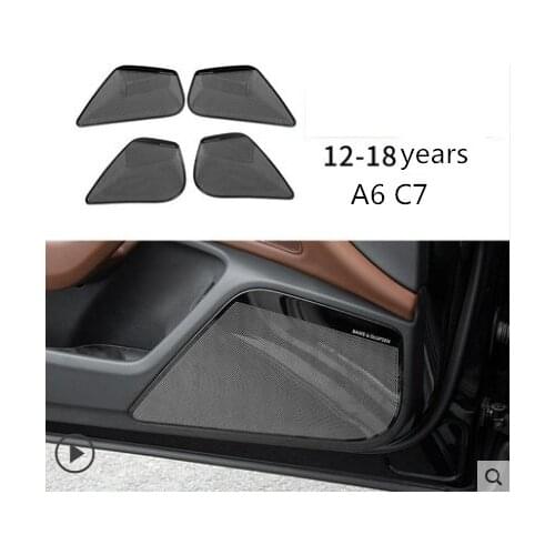 12-18Car Styling Stereo Speakers Decoration Frame 4pcs For Audi A6 C7 Interior Door Audio Speaker Cover Trim Auto Accessories
