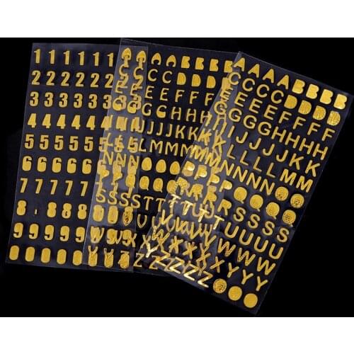 3PCS/SET Flashing Stickers Gold Silver 0-9 Number Handwritten A-Z 26 Alphabet Letter Album Diary Scrapbook Diy Stationery