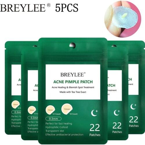 5PCS BREYLEE Acne Pimple Patch Face Mask Skin Care Peeling Acne Treatment Pimple Remover Tool Blemish Spot Acne Cream Night Use