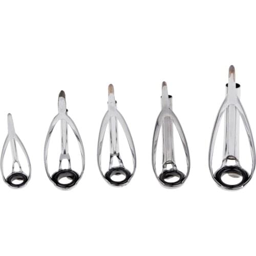 5pcs Telescopic Sea Fishing Rod Guides Ring Tips With SIC Ring Spinning Rod Repair Kit Fishing Accessories Pesca Mixed Sizes