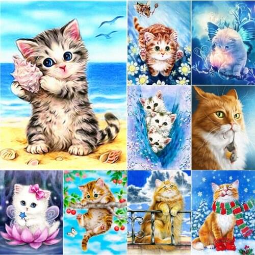 5D DIY Diamond Painting Cat Cross Stitch kits Full Drill Square Embroidery Animals Mosaic Art Picture of Rhinestones Home Decor