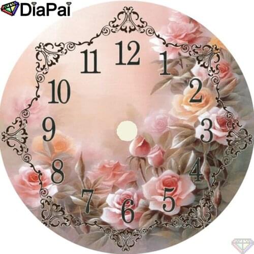DiaPai Diamond Painting 5D DIY 100% Full Square/Round Drill"Flower clock scenery"Diamond Embroidery Cross Stitch 3D Decor A23075