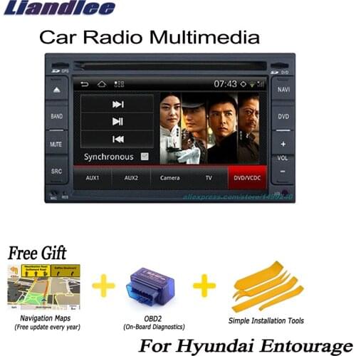 Liandlee 2 Din Car Android GPS Navi Navigation Maps For Hyundai Entourage 2006~2009 Radio CD DVD Player Audio Video Stereo OBD2