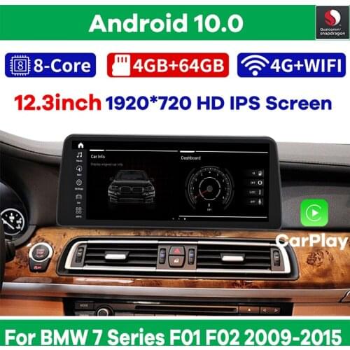 12.3" Qualcomm CPU Android 10.0 Car Multimedia Player GPS Navigation for BMW 7 Series F01 F02 2009-2015 Auto Radio Stereo Video
