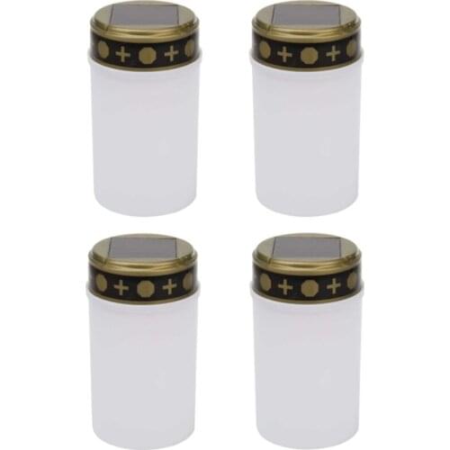 White Grave Candle for Cemetery Grave Solar Lights with Lighting LED Grave Light 4Pcs