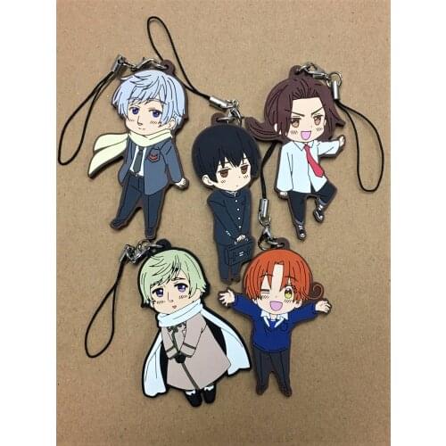 5pcs/lot Axis Power Hetalia Anime keychain Feliciano Vargas Ludwig Honda Jones llavero Rubber strap/phone charms