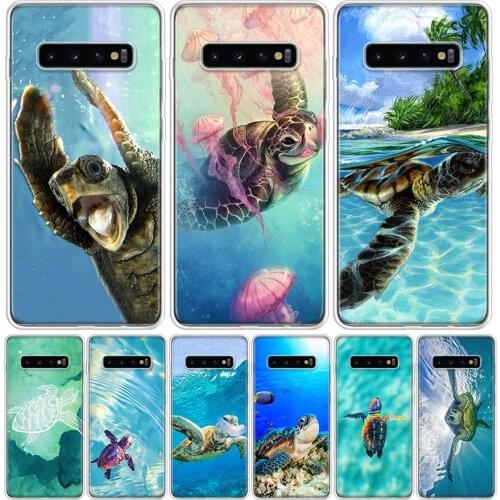 Sea Turtle Aqua Phone Case For Samsung Galaxy S10 S21 S20 FE Ultra Note 10 9 8 S9 S8 S7 Plus Lite Pro + J4 J6 Coque Capa