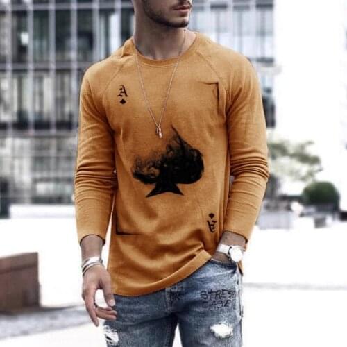Men T-Shirt Long Sleeve Ace of Spades Loose Tees Graphic Tshirts 2021 Spring Autumn Outdoor Streetwear Tops