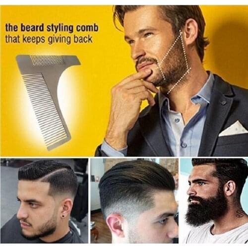 Beard Bro Beard Shaping Tool New Metal Beard Comb Stainless Steel Hair Comb Beard Shaping Shaving Comb Sex Shape Makeup tools