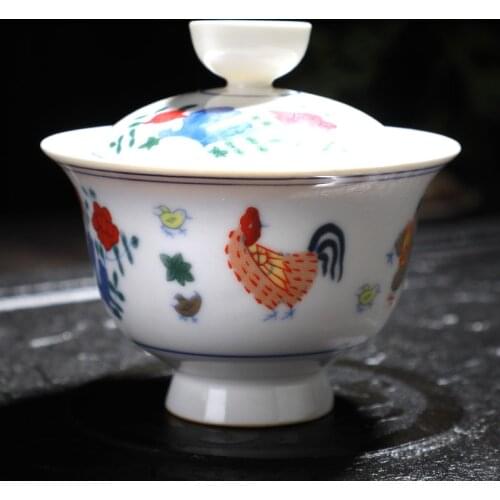 Ceramic Large Single Cover Bowl Sancai Tea Bowl White Porcelain Chinese Tea Set Jingdezhen Zisha Celadon Teacup