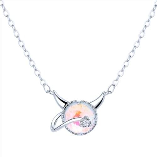Creative Style Silver Color Colorful Zircon Small Devil Chain Necklace Simple Animal Design Pendent Necklace For Women Girl