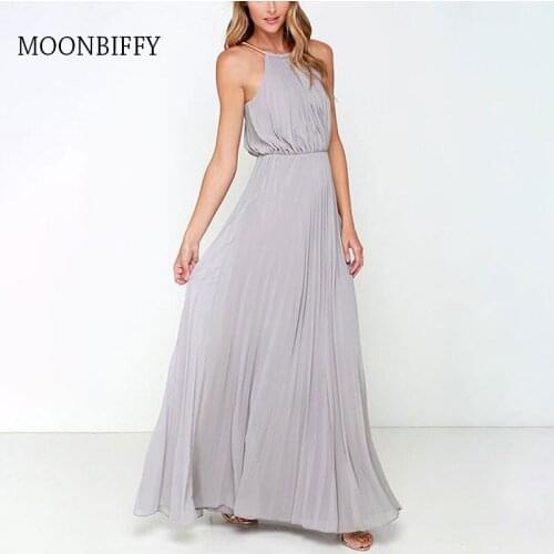 Summer Dress Women Casual Elegant Evening Party Dresses Formal Chiffon Sleeveless Prom Maxi Dress Beach Long Sundress