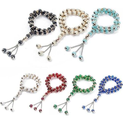 New Fashion Muslim Rosary Bright Colors Prayer Beads Tassel Pendant Round Bead Allah Mohammed Rosary For Men Women Bracelets