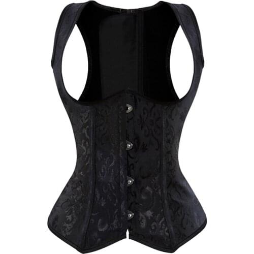 Fashion Jacquard Adjustable Slimming Waist Vest Women Underbust Corset Black Steel Bone Bustiers Top Waist Trainer Body Shaper