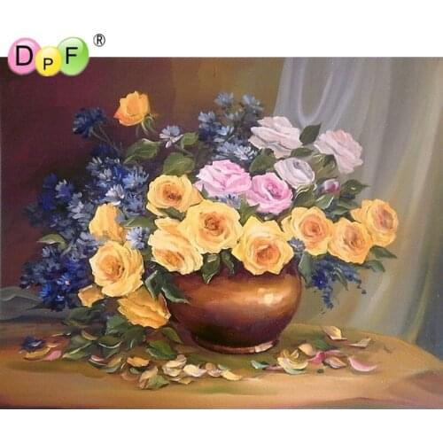 Still life 5d diamond painting cross stitch Yellow Rose Rhinestones Square full mosaic Diamond embroidery home decor pictures