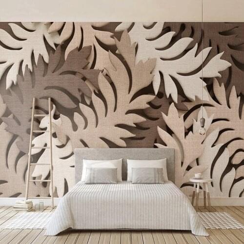 Custom Photo Wallpaper Modern Creative 3D Stereo Leaf Brown Nordic Large Mural Bedroom Living Room Sofa TV Background Home Decor
