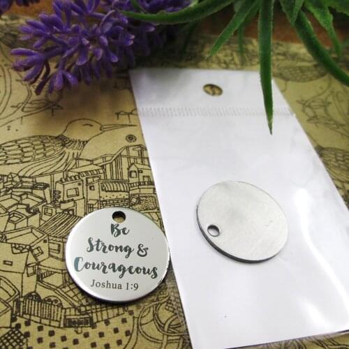 10pcs--"Be Strong Courageous Joshua 1:9"stainless steel charms more style for choosing DIY Charms from Bible