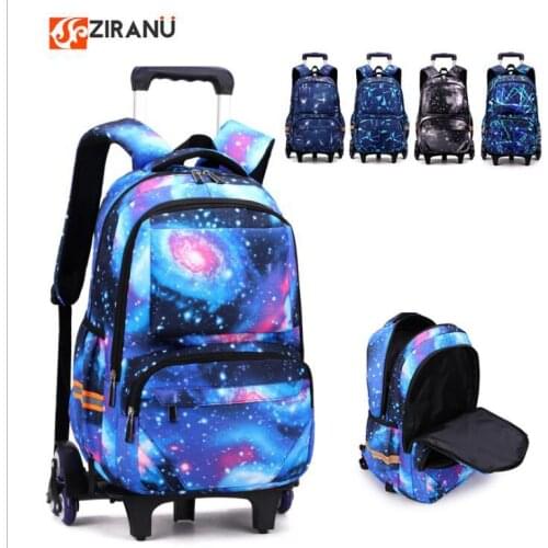 ZIRANYU School Wheeled Backpack Bag For Boys Student School Rolling Backpack Bag Wheels School Trolley backpack Bag for kids