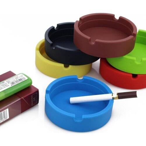 Silicone Soft Round Ashtray Ash Tray Holder PLuminous Portable Anti-scalding Cigarette Holder Multicolor Eco-Friendly