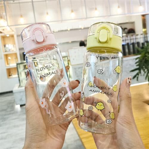 320ml PP Plastic Water Bottle Little Panda Durable Water Bottles For Girls Leak-proof Drinkware BPA Free Student Gift Cup Bottle