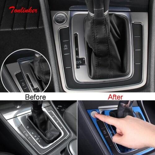 Tonlinker Interior Car Gear Cover case Stickers for VW NEW GOLF 7 Car styling 2 PCS Stainless steel Cover stickers