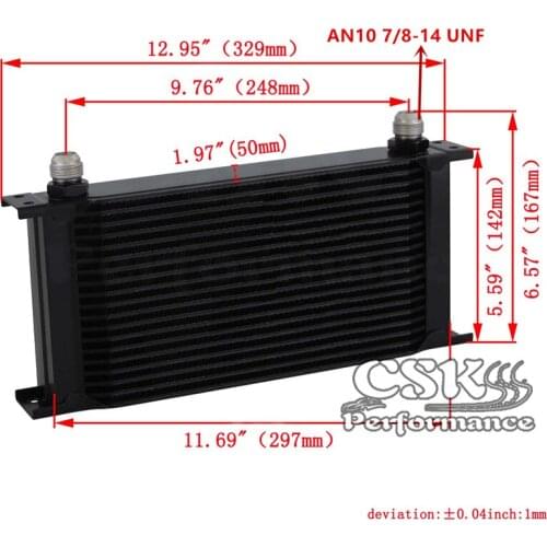 Universal 19 Row AN10 Engine Transmission Oil Cooler + 2Pcs Fittings Black