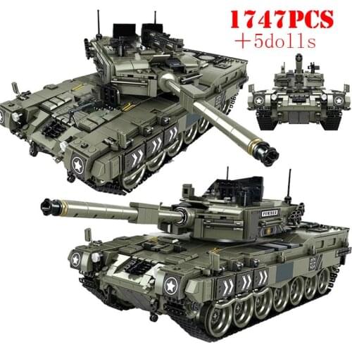 Military Leopard 2 Main Battle Tank Building Blocks WW2 Army Soldier Figures Technical Bricks Educational Toys For Children Gift
