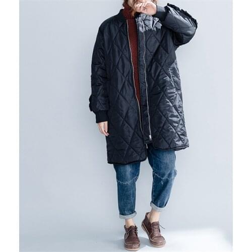 Womens Fashion Plus size Autumn Winter Jackets Korean Parkas Long Fluffy Black Down Cotton Coat 2020 New mujeres abrigos M070