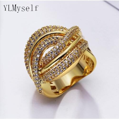 OL Ladys Ring Bands Trendy cross lines design Women fashion Jewelry Aneis Anillos Anel Sparkly crystal rings