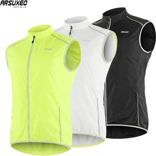 ARSUXEO Mens Cycling Vest Outdoor Sports Couple Vest Sleeveless Windproof Reflective MTB Road Bike Bicycle Jersey Running Vest