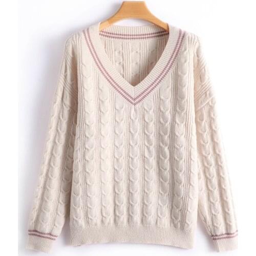 Lafarvie Winter Knitted Sweater Women Tops V Neck Long Sleeve Thick Casual Loose Female Clothing 2021 Oversized Pullover Warm