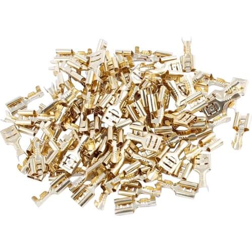 100 Pcs Car Speaker 6.3mm Female Spade Terminal Wire Connector