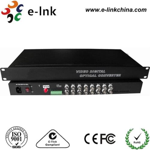 16Ch CCTV Analog Video Fiber Transceiver with RS485 data