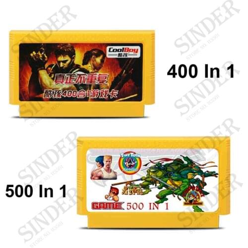 2Pcs / Lot (400 in 1 Game Cartridge No Repeat + 500 in 1 Game Card) 8 Bit 60 Pin Game Card