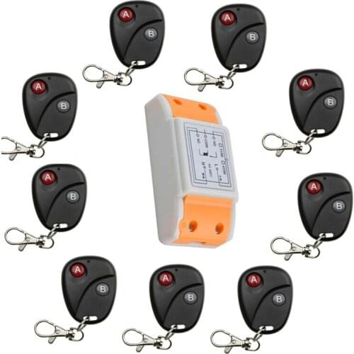 2016 new products 220 v 1 ch wireless remote control switch 1*receiver +9* transmitter Classic 2 key shape