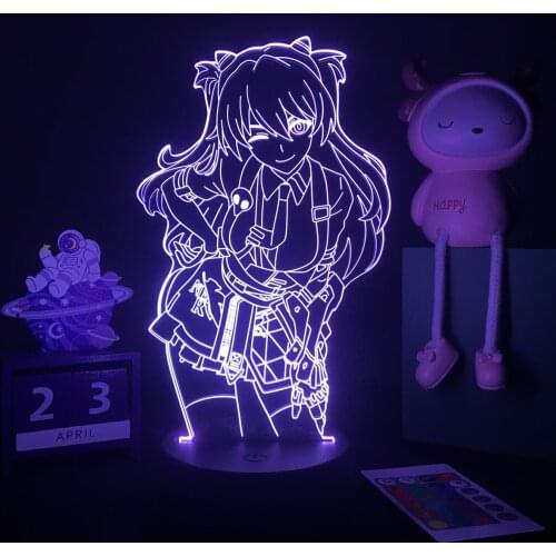 Anime Evangelions 3D LED Nightlight for Bedroom Decorative Asuka Langley Soryu Figure Kids Birthday Gift Manga Gadget Table Lamp