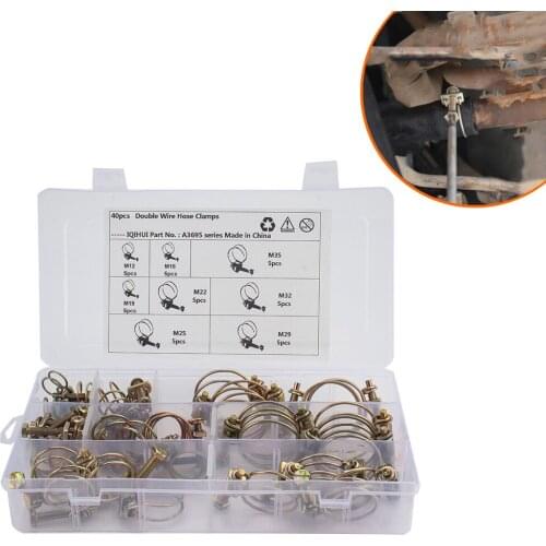 40 Boxes of 8 Specifications of Double Wire Throat Hoops, Double Wire Hoops and Color Zinc Plated Wire Pipe Hoops