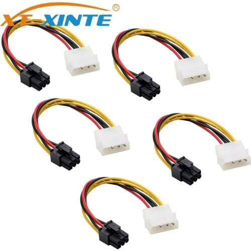 5pcs/10pcs 18cm Power Adapter Cable 4 Pin for Molex to 6 Pin PCI-Express PCIE Video Card Power Converter Adapter Cable