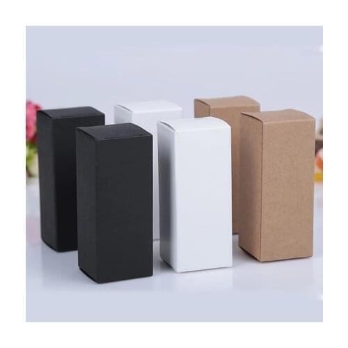50pcs 10ML to 100ML 18MM Rubber Head Dropper Essential Oil Bottle Packaging Box Cosmetics Kraft Carton White Black Paper Box