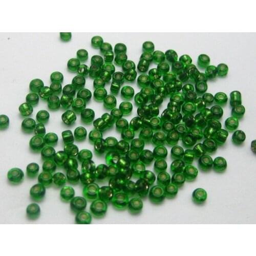 5000 Glass Seed Beads 2mm silver lined Green + Storage Box