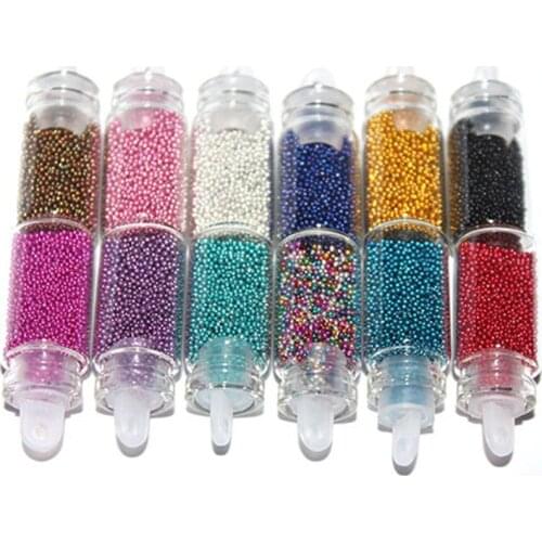 12 bottle Shining Crystal Mixed Zircon Caviar Mini Beads 3D Nail Glitter Decorations Tiny Glass Diamond Stone
