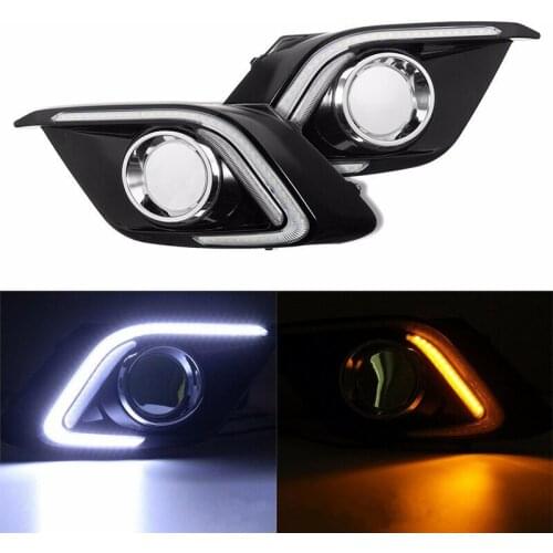 For Mazda 3 Axela 2014-2015 White LED Daytime Running Fog Light DRL Yellow Turn Signal