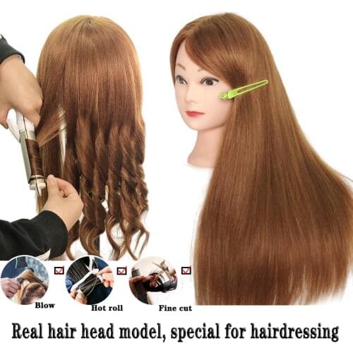 Mannequin head natural 80% human hair used for practicing hair style hairdresser doll head used for training hair style beauty
