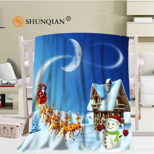 #JQK333J Custom Merry Christmas Travel Blanket Home TV Casual Relax for Family Soft Fluffy Warm Blanket