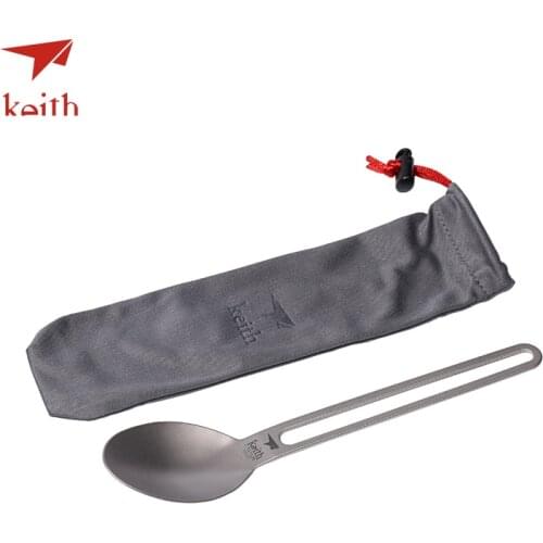 Keith Titanium Long Hollow Handle Spoon Camping Cutlery Ultra Light Travel Tablewares Picnic Hiking Convenient Spoon 17g Ti5313