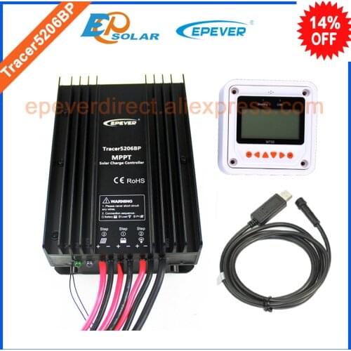 24v 20A 20amp Tracer5206BP solar panel controller 12v 24v auto work with MT50 meter and USB cable connect PC software