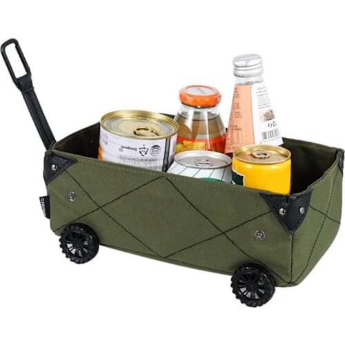 Outdoor Camping Storage Box Mini Camping Car Tissue Box DIY Canvas Folding Trolley Shopping Cart Waterproof Cart Storage Box
