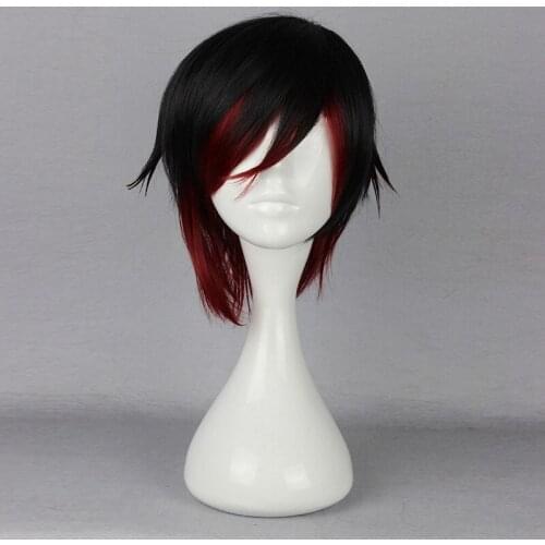 Red Trailer Ruby Rose hoodie Short Black Red Ombre Heat Resistant Cosplay Costume Wig