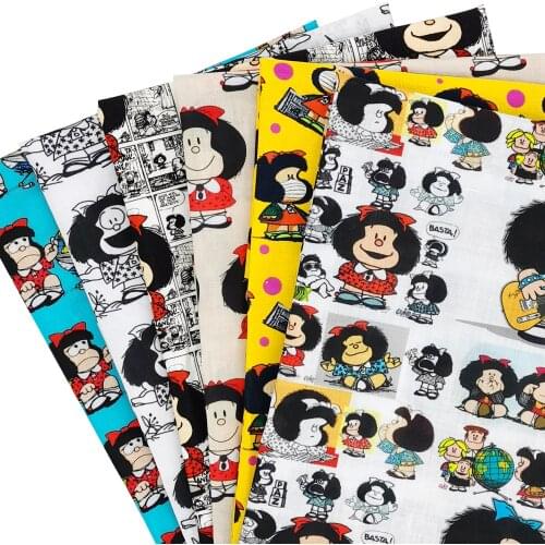 Mafalda Fabric Cartoon 45*Or 145cm Handmade Sewing Patchwork Quilting Baby Dress Home Sheet Printed Fabric Sewing Kids Fabric